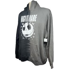 Disney Nightmare Before Christmas Gray Graphic Pullover Hoodie Sweatshirt XL New